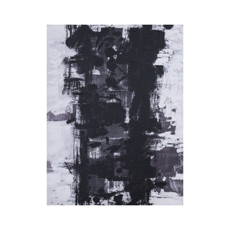 Siyah Beyaz Soyut 75x100 Cm Yağlıboya Dokulu Tablo