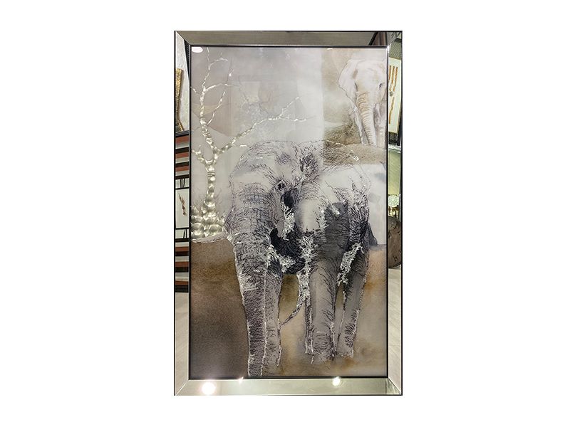 Fil Motifli Ayna Çerçeveli 100 x 160 Cm Tablo