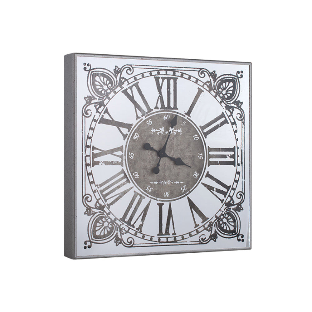 60x60 Çarklı Gümüş Dekoratif Duvar Saati