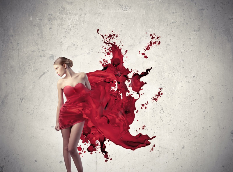 Beyaz Fon Üzerinde Kırmızı Elbiseli Kadın Soyut Yağlı Boya Tablo