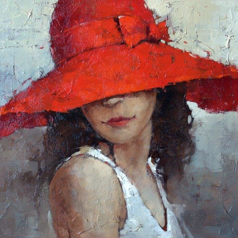 Kırmızı Şapkalı Kadın Yağlı Boya Tablo