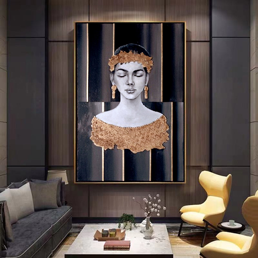 Gold Kadın Yağlı Boya Tablo 100x150